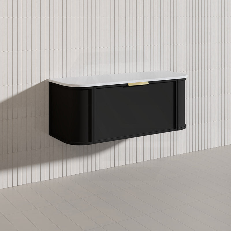 1200mm Houston Matt White/Black Plywood Curved Wall Hung Vanity With Variant Color Handle