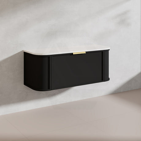 1200mm Houston Matt White/Black Plywood Curved Wall Hung Vanity With Variant Color Handle