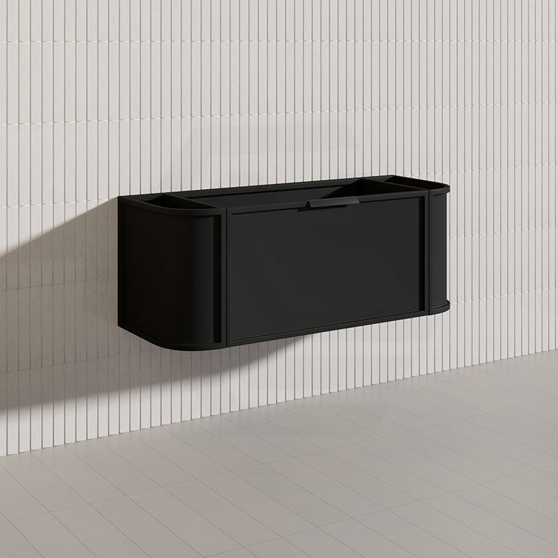 1200mm Houston Matt White/Black Plywood Curved Wall Hung Vanity With Variant Color Handle