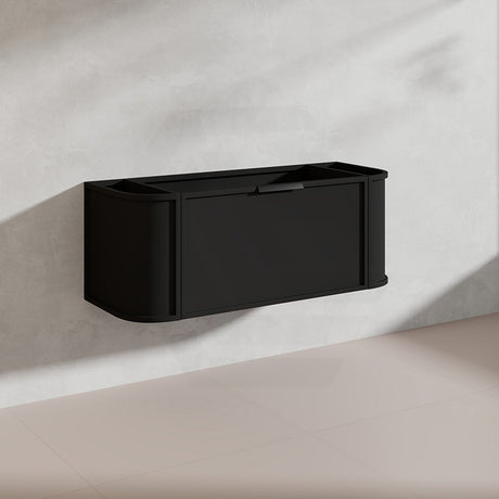 1200mm Houston Matt White/Black Plywood Curved Wall Hung Vanity With Variant Color Handle