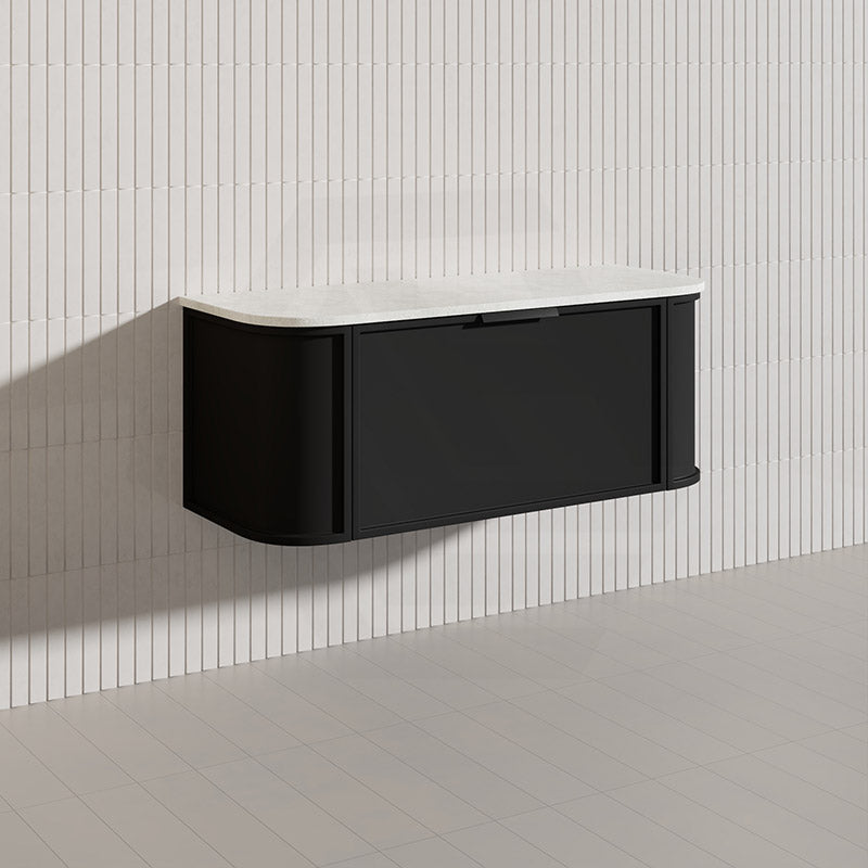 1200mm Houston Matt White/Black Plywood Curved Wall Hung Vanity With Variant Color Handle