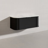 1200mm Houston Matt White/Black Plywood Curved Wall Hung Vanity With Variant Color Handle