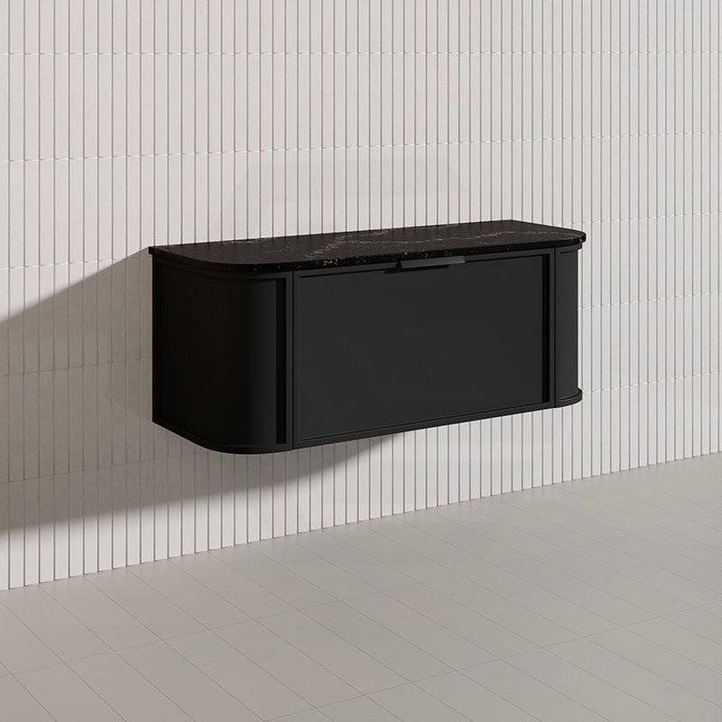 1200mm Houston Matt White/Black Plywood Curved Wall Hung Vanity With Variant Color Handle
