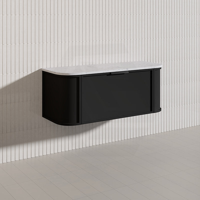 1200mm Houston Matt White/Black Plywood Curved Wall Hung Vanity With Variant Color Handle