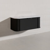 1200mm Houston Matt White/Black Plywood Curved Wall Hung Vanity With Variant Color Handle