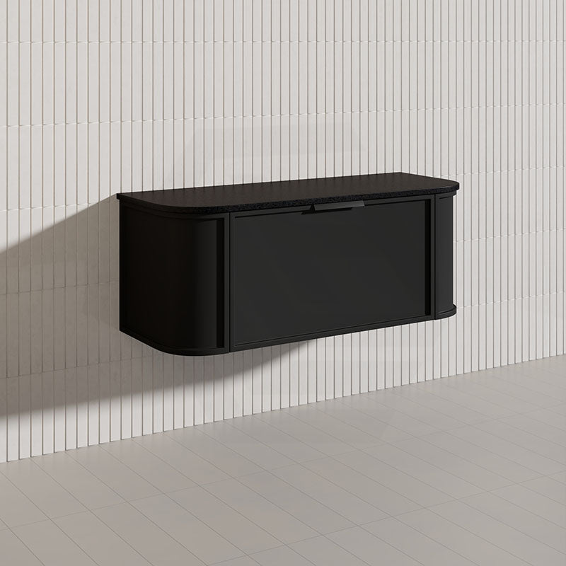 1200mm Houston Matt White/Black Plywood Curved Wall Hung Vanity With Variant Color Handle