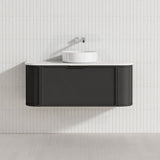 600-1500mm Houston Matt White/Black Plywood Curved Wall Hung Vanity With Variant Color Handle