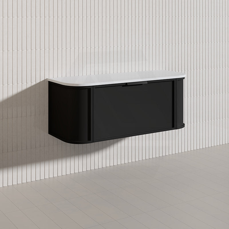 1200mm Houston Matt White/Black Plywood Curved Wall Hung Vanity With Variant Color Handle