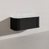 1200mm Houston Matt White/Black Plywood Curved Wall Hung Vanity With Variant Color Handle