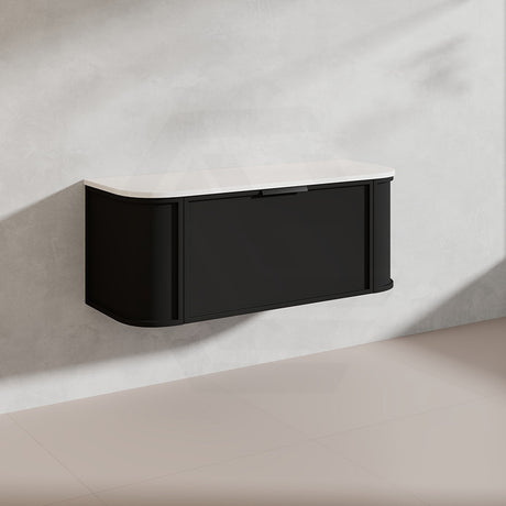 1200mm Houston Matt White/Black Plywood Curved Wall Hung Vanity With Variant Color Handle