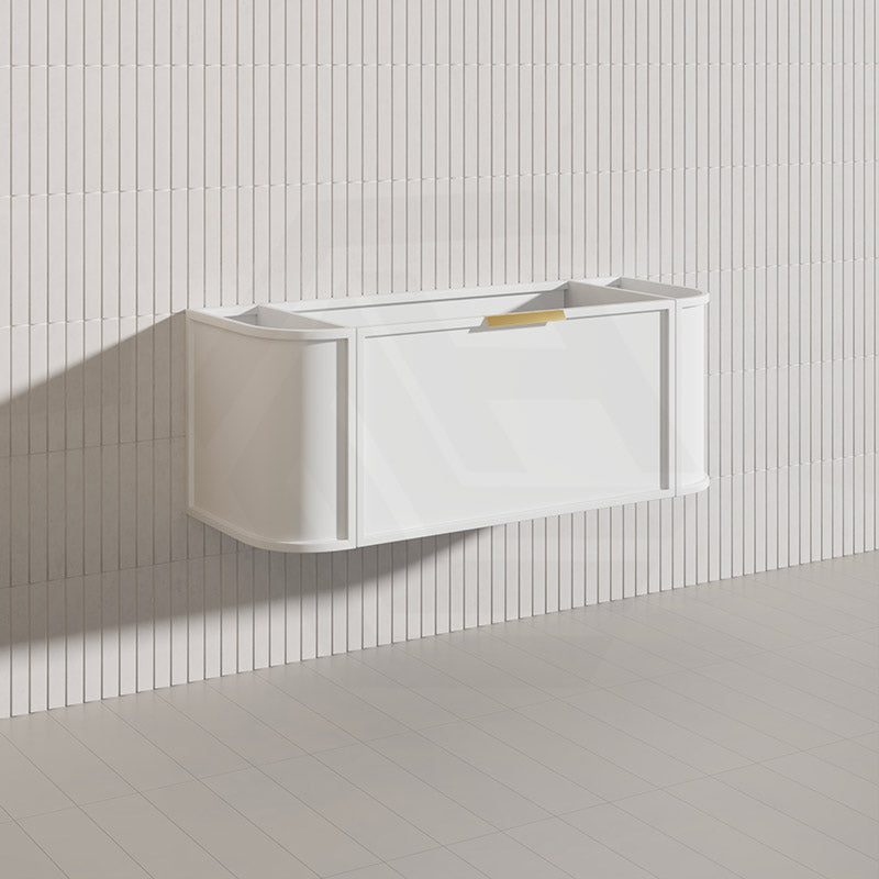 1200mm Houston Matt White/Black Plywood Curved Wall Hung Vanity With Variant Color Handle