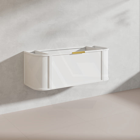 1200mm Houston Matt White/Black Plywood Curved Wall Hung Vanity With Variant Color Handle