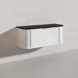 1200mm Houston Matt White/Black Plywood Curved Wall Hung Vanity With Variant Color Handle