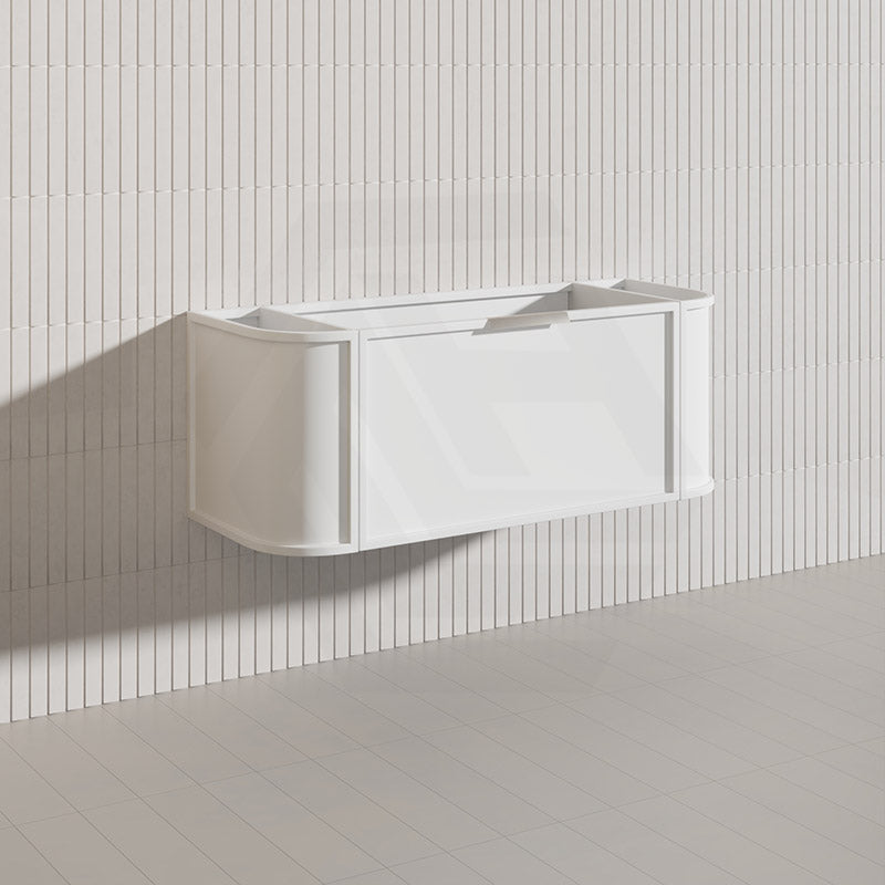 1200mm Houston Matt White/Black Plywood Curved Wall Hung Vanity With Variant Color Handle