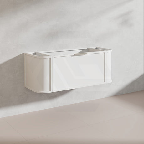 1200mm Houston Matt White/Black Plywood Curved Wall Hung Vanity With Variant Color Handle