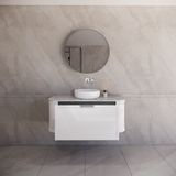 600-1500mm Houston Matt White/Black Plywood Curved Wall Hung Vanity With Variant Color Handle