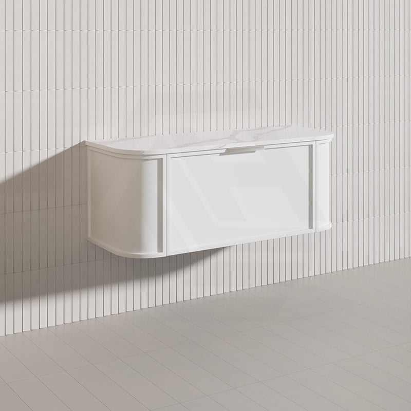 1200mm Houston Matt White/Black Plywood Curved Wall Hung Vanity With Variant Color Handle
