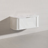 1200mm Houston Matt White/Black Plywood Curved Wall Hung Vanity With Variant Color Handle