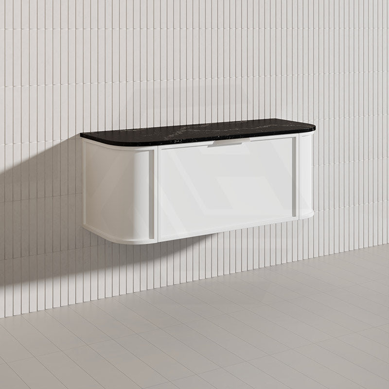 1200mm Houston Matt White/Black Plywood Curved Wall Hung Vanity With Variant Color Handle