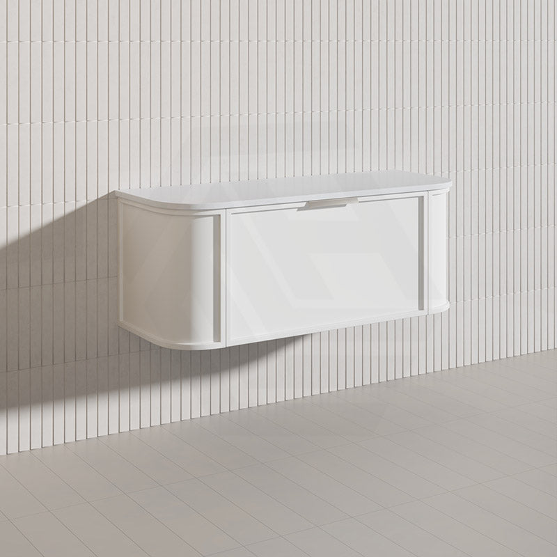 1200mm Houston Matt White/Black Plywood Curved Wall Hung Vanity With Variant Color Handle