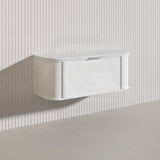 1200mm Houston Matt White/Black Plywood Curved Wall Hung Vanity With Variant Color Handle