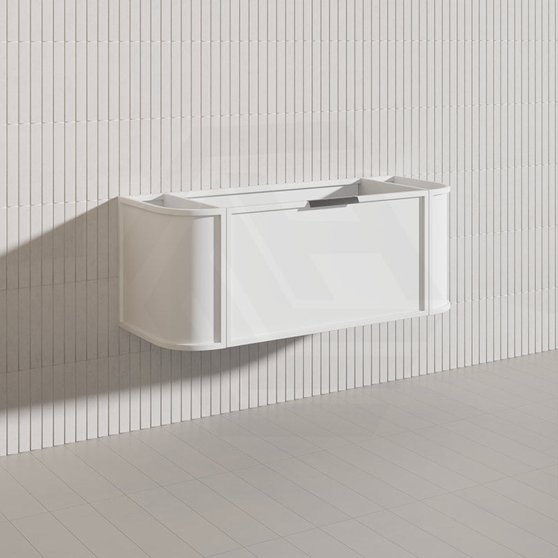 1200mm Houston Matt White/Black Plywood Curved Wall Hung Vanity With Variant Color Handle