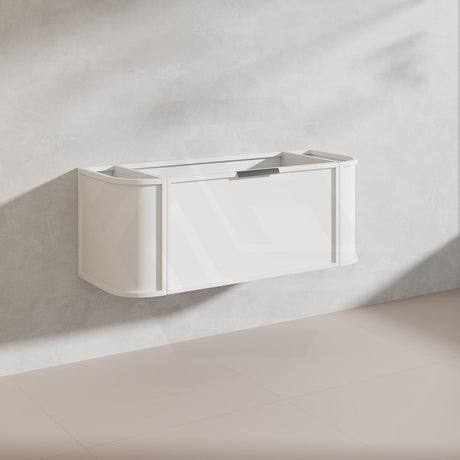 1200mm Houston Matt White/Black Plywood Curved Wall Hung Vanity With Variant Color Handle