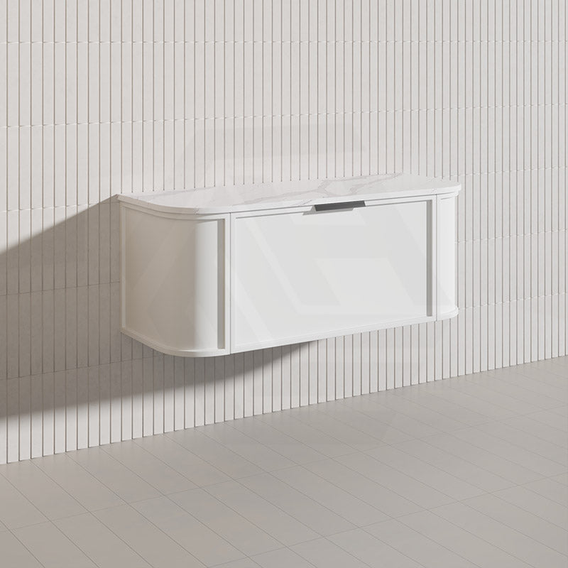 1200mm Houston Matt White/Black Plywood Curved Wall Hung Vanity With Variant Color Handle