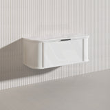 1200mm Houston Matt White/Black Plywood Curved Wall Hung Vanity With Variant Color Handle