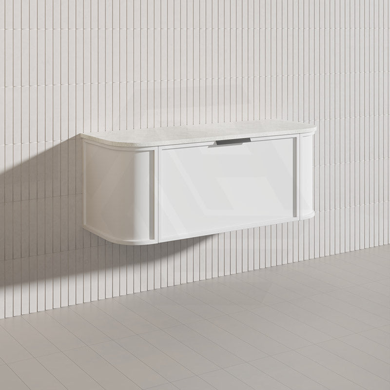 1200mm Houston Matt White/Black Plywood Curved Wall Hung Vanity With Variant Color Handle