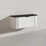 1200mm Houston Matt White/Black Plywood Curved Wall Hung Vanity With Variant Color Handle