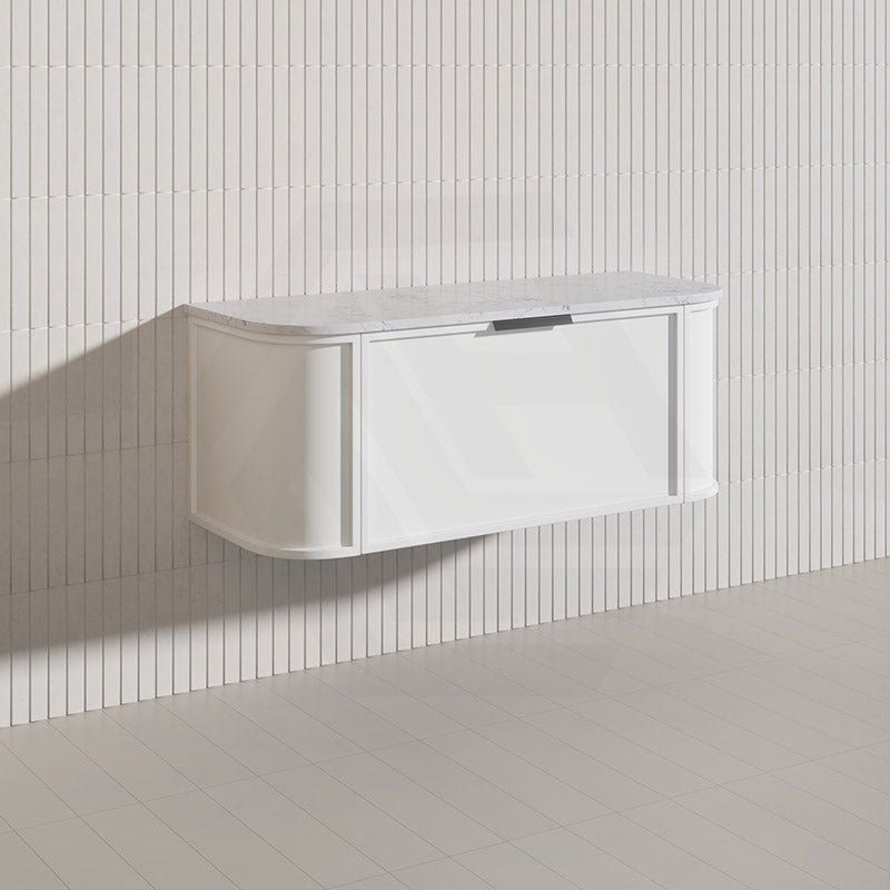 1200mm Houston Matt White/Black Plywood Curved Wall Hung Vanity With Variant Color Handle