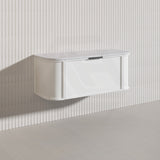 1200mm Houston Matt White/Black Plywood Curved Wall Hung Vanity With Variant Color Handle