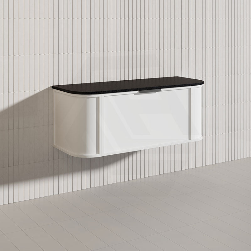 1200mm Houston Matt White/Black Plywood Curved Wall Hung Vanity With Variant Color Handle