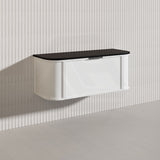 1200mm Houston Matt White/Black Plywood Curved Wall Hung Vanity With Variant Color Handle