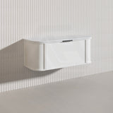 1200mm Houston Matt White/Black Plywood Curved Wall Hung Vanity With Variant Color Handle