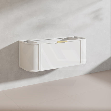 1200mm Houston Matt White/Black Plywood Curved Wall Hung Vanity With Variant Color Handle