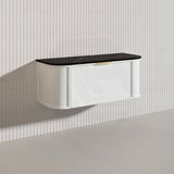 1200mm Houston Matt White/Black Plywood Curved Wall Hung Vanity With Variant Color Handle
