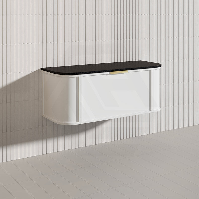 1200mm Houston Matt White/Black Plywood Curved Wall Hung Vanity With Variant Color Handle