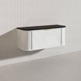 1200mm Houston Matt White/Black Plywood Curved Wall Hung Vanity With Variant Color Handle