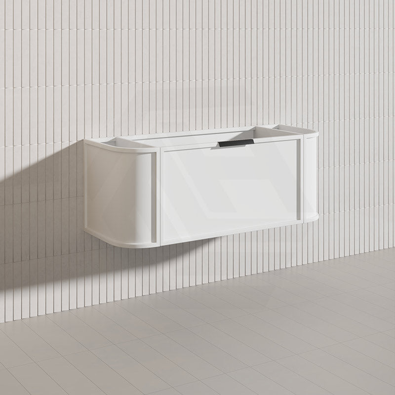 1200mm Houston Matt White/Black Plywood Curved Wall Hung Vanity With Variant Color Handle