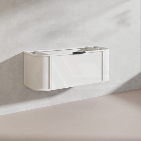 1200mm Houston Matt White/Black Plywood Curved Wall Hung Vanity With Variant Color Handle