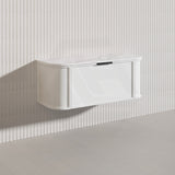 1200mm Houston Matt White/Black Plywood Curved Wall Hung Vanity With Variant Color Handle