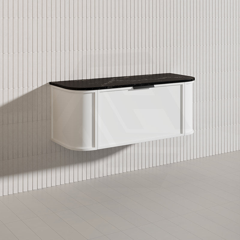 1200mm Houston Matt White/Black Plywood Curved Wall Hung Vanity With Variant Color Handle