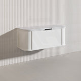 1200mm Houston Matt White/Black Plywood Curved Wall Hung Vanity With Variant Color Handle