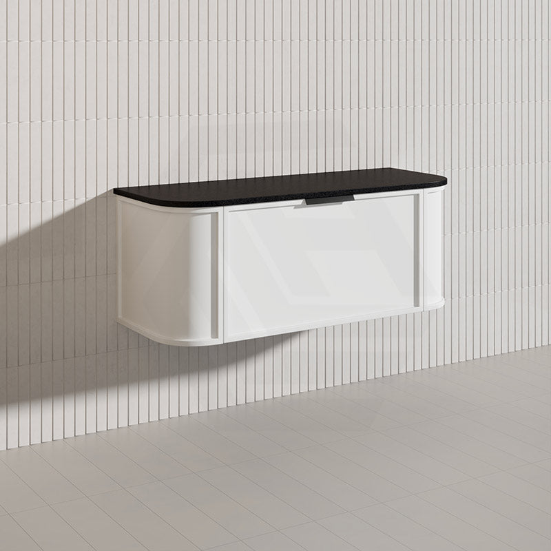 1200mm Houston Matt White/Black Plywood Curved Wall Hung Vanity With Variant Color Handle