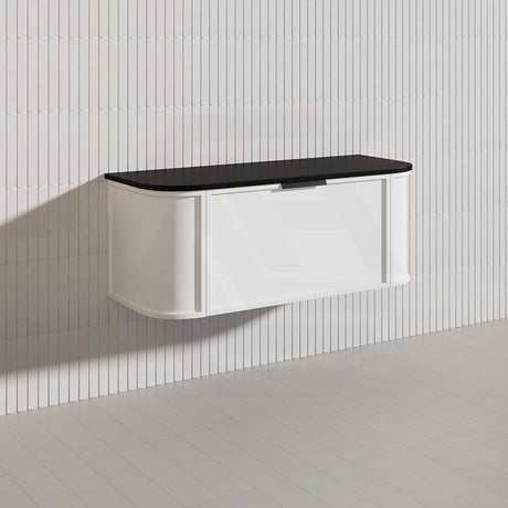 1200mm Houston Matt White/Black Plywood Curved Wall Hung Vanity With Variant Color Handle