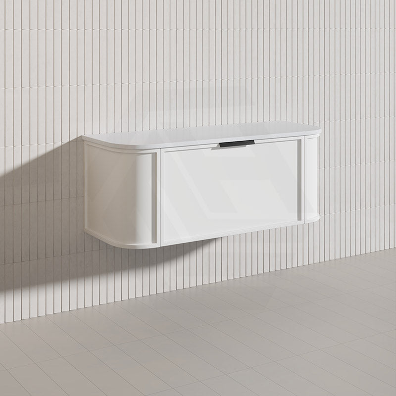 1200mm Houston Matt White/Black Plywood Curved Wall Hung Vanity With Variant Color Handle