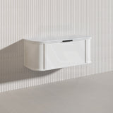 1200mm Houston Matt White/Black Plywood Curved Wall Hung Vanity With Variant Color Handle