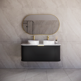 600-1500mm Houston Matt White/Black Plywood Curved Wall Hung Vanity With Variant Color Handle